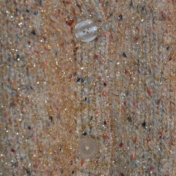 Anthropologie Maeve Twinkle Ivory Gold Tinsel Multicolor Knit Cardigan Sweater - Picture 8 of 9